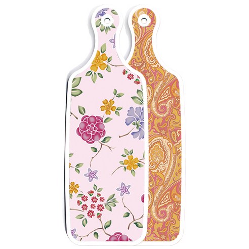 로엠디자인 양면 디자인 서빙 도마 보드 적황색라인아트, 로맨틱레드floral연분홍색, 1개