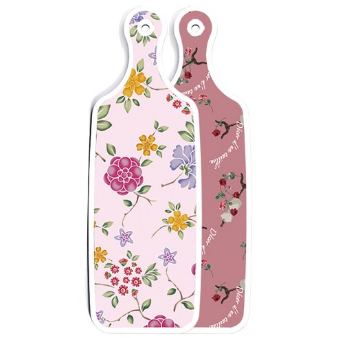 로엠디자인 양면 디자인 서빙 도마 보드 자색아트클립, 로맨틱레드floral연분홍색, 1개