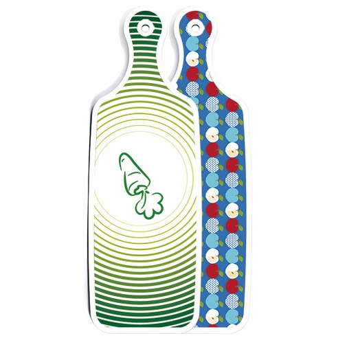 로엠디자인 양면 서빙도마 애플벽색, 채소라인그린, 1개