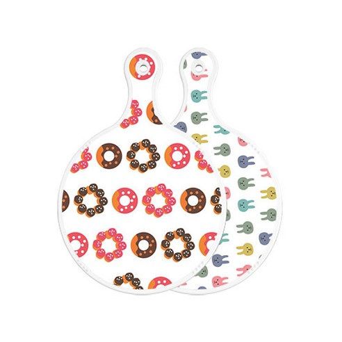 로엠디자인 양면 원형 서빙도마 초코도넛, 토끼, 1개