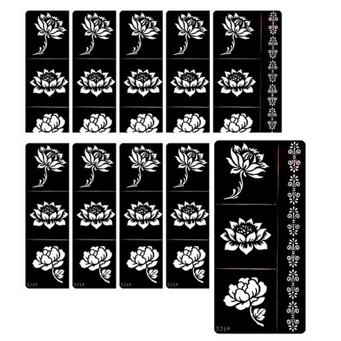 ARYKOTRADERS 템플릿 플라워 바디 페인팅 타투 도안 스티커, S256, 10개입