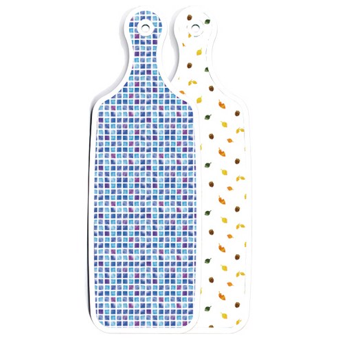 로엠디자인 양면 디자인 서빙보드 도마 도토리화이트보드, 블루타일, 1개