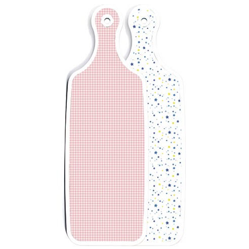 로엠디자인 양면 디자인 서빙보드 도마 블루별, 훈색체크, 1개