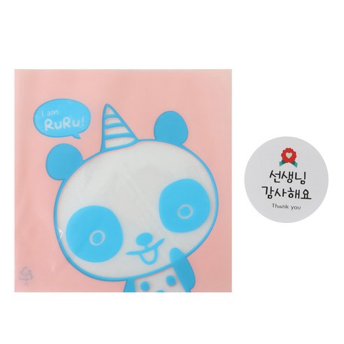 황씨네도시락 접착 야미봉투 팬더 30p + 카네이션 원형 스티커 선생님 감사 30p, 1세트
