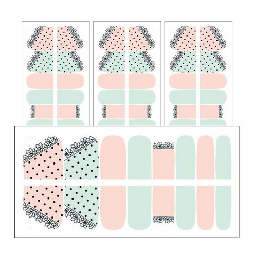 아리코 네일아트 컬러패션 발톱 스티커, 핑크민트 도트플라워, 4개입