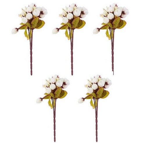 ABM 조화 미니장미 부쉬 5p, 화이트, 5개
