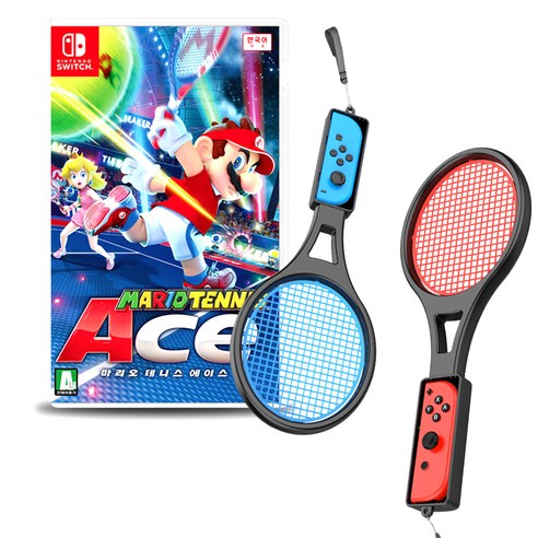 닌텐도 마리오 테니스 에이스 게임 + 조이콘 테니스 라켓 2p 패키지, 1세트