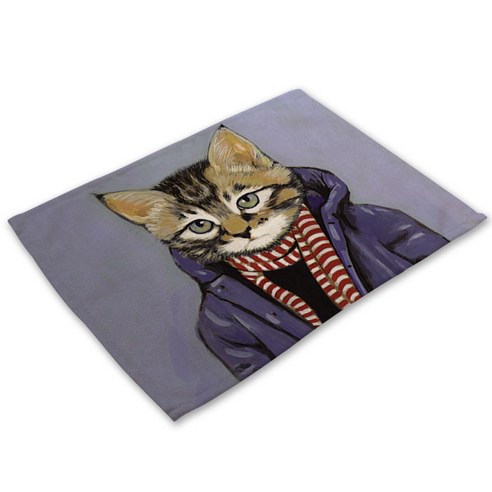 스토어33 다크 고양이 식탁매트, E, 42 x 32 cm
