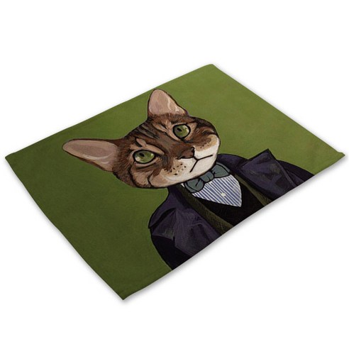 스토어33 다크 고양이 식탁매트, L, 42 x 32 cm