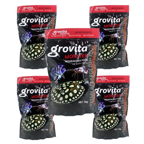 그로비타 몬스터 대형 열대어 전용사료, 1kg, 5개