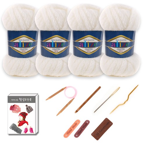 마마니트 알리제 컨트리 뜨개실 4p 목도리 diy 세트, 01 Cream, 1세트