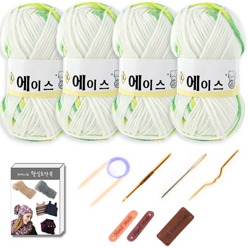 마마니트 울에이스 뜨개질 DIY 패키지, 1개, 488연두혼합