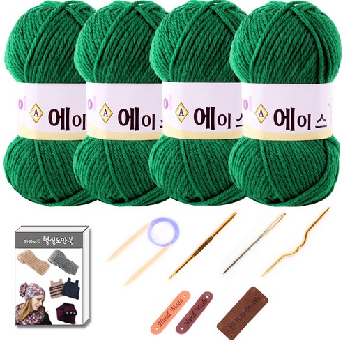 마마니트 울에이스 뜨개질 DIY 패키지, 1세트, 481 초록