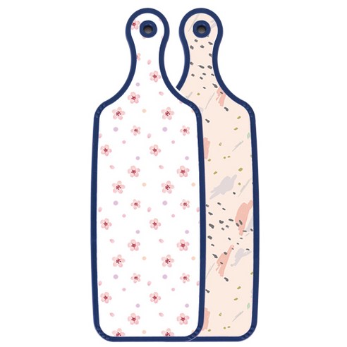 로엠디자인 블루 에디션 양면 서빙 도마 보드 패턴자국, 연분홍나팔꽃, 1개