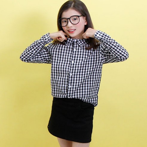 또래친구 여아용 JN체크남방