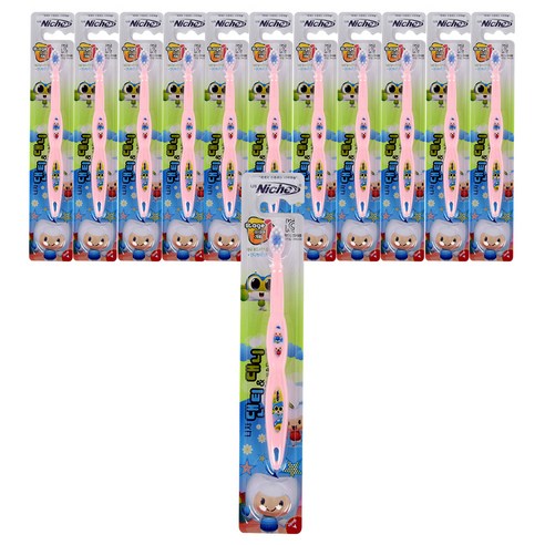 니치 댄티앤대니 어린이 전용 칫솔 1단계, 혼합 색상, 12개, 1개입