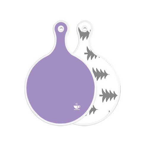 로엠디자인 양면 원형 서빙 도마 보라, 숲패턴3, 1개
