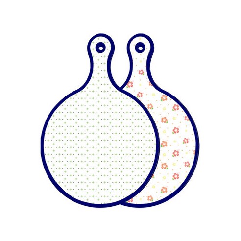 로엠디자인 블루 에디션 양면 원형 서빙 도마 보드 심플패턴, 훈색나팔꽃화이트, 1개
