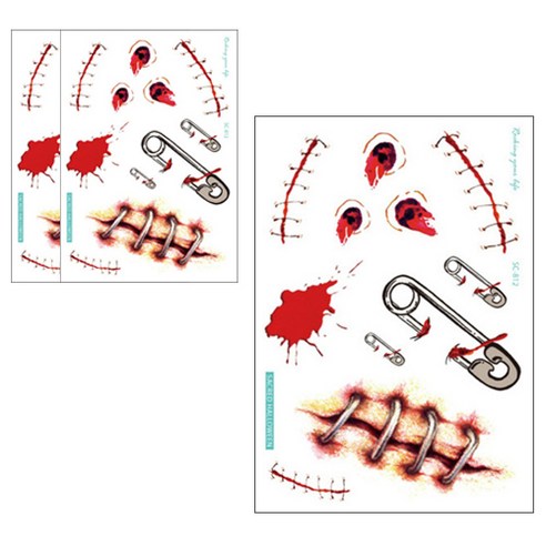 현실감 넘치는 할로윈 분장을 위한 필수품: 파티복닷컴 상처 타투스티커