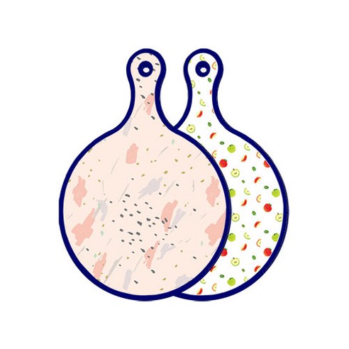 로엠디자인 블루에디션 양면 원형 서빙도마 패턴자국, 사과씨, 1개