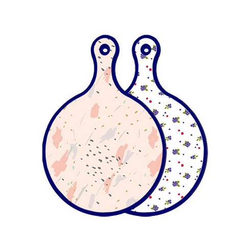 로엠디자인 블루에디션 양면 원형 서빙도마 패턴자국, 블루베리, 1개