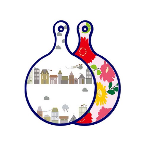로엠디자인 블루에디션 양면 원형 서빙 도마 도시클립아트, 국화핑크분홍, 1개