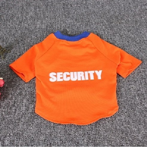 까망코 Security 반팔 반려견 티셔츠, 주황색