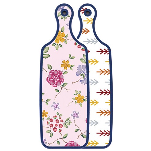 로엠디자인 블루 에디션 서빙 도마 보드 소나무화이트, 로맨틱레드floral연분홍색, 1개