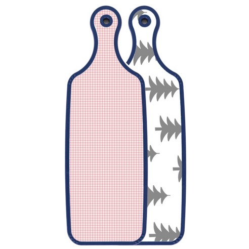 로엠디자인 블루에디션 양면 디자인 서빙도마 숲패턴3, 훈색체크, 1개