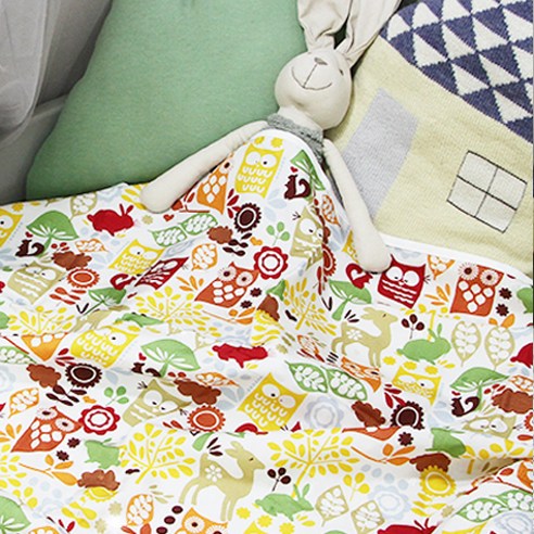 오즈맘 유아 면 인견 여름 블랭킷이불 소 70 x 90 cm, 부엉부엉