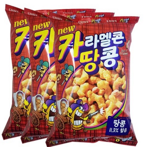 크라운 카라멜콘 땅콩, 170g, 3개