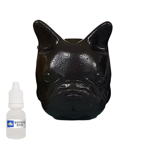 허브플러스 차량용 석고방향제 프렌치불독 블랙 + 리필오일 10ml, 블루마운틴향