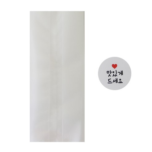 황씨네도시락 반투명M봉투 30p + 화이트원형스티커 맛있게 드세요 30p, 1세트