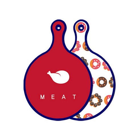 로엠디자인 블루에디션 양면 원형 서빙 도마 미트레드, 초코도넛, 1개