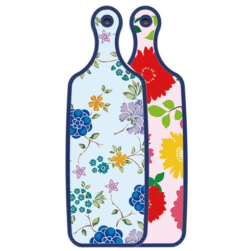 로엠디자인 블루에디션 양면 서빙 도마 국화핑크분홍, 로맨틱블루floral비색, 1개