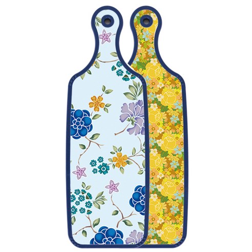 로엠디자인 블루에디션 양면 서빙 도마 노란장미넝쿨, 로맨틱블루floral비색, 1개