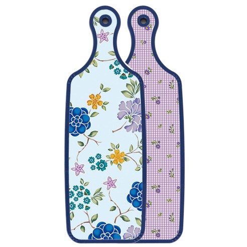로엠디자인 블루에디션 양면 서빙도마 보드 보라플라워체크, 로맨틱블루floral비색, 1개