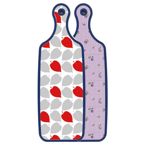로엠디자인 블루에디션 양면 서빙도마 보드 보라플라워체크, 레드그레이낙옆, 1개