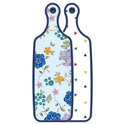 로엠디자인 블루에디션 양면 서빙도마 보드 세모점, 로맨틱블루floral비색, 1개