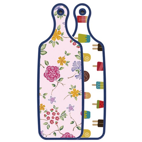 로엠디자인 블루에디션 양면 서빙도마 보드 하드, 로맨틱레드floral연분홍색, 1개