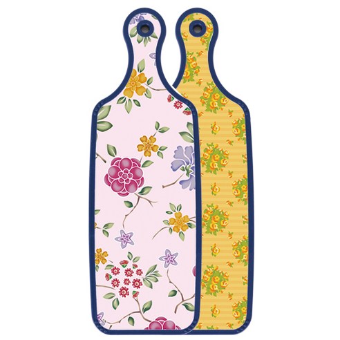 로엠디자인 블루에디션 양면 서빙도마 보드 오렌지넝쿨로즈, 로맨틱레드floral연분홍색, 1개