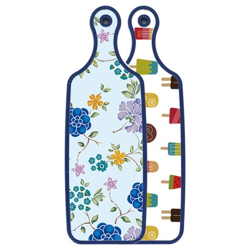 로엠디자인 블루에디션 양면 서빙도마 보드 하드, 로맨틱블루floral비색, 1개