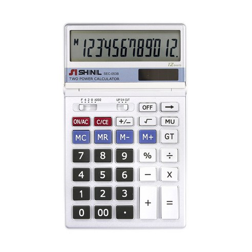 신일 전자계산기 12단 투웨이파워 더블제로 SEC-053B, 혼합 색상