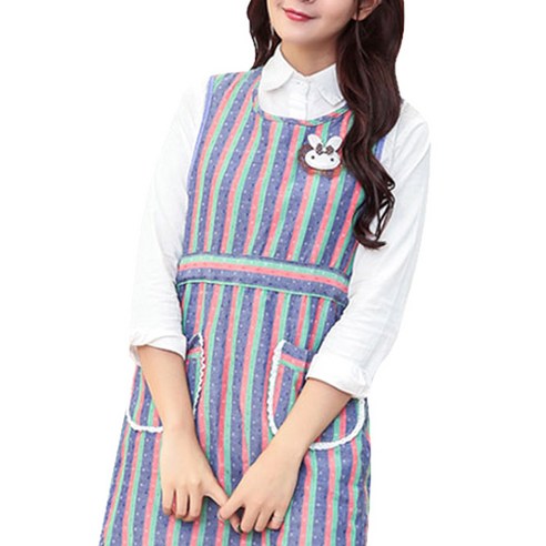 스토어33 칼라 세로줄 키친 앞치마, A, 1개