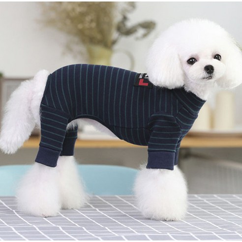 까망코 CHEEPET 스트라이프 반려견 올인원, 네이비그린