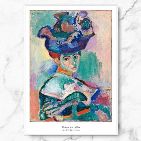 RYMD 앙리 마티스 woman with a Hat 수지 액자, 화이트