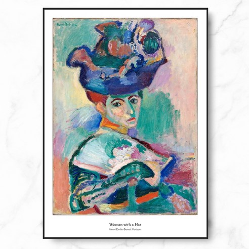 RYMD 앙리 마티스 woman with a Hat 메탈 액자, 블랙