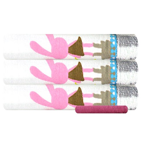 송월타월 론리래빗세면 수건 3p + 진뷰티 수건, 여름, 자주, 1세트