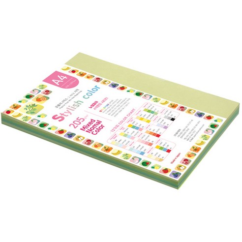 종이문화 스타일리쉬 시즌칼라 색지 혼합 113 SN-Green Tone 205g, A4, 50매