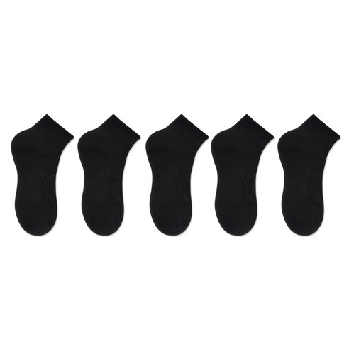 박군 남성용 스포츠 단목 양말 5족 세트, 블랙